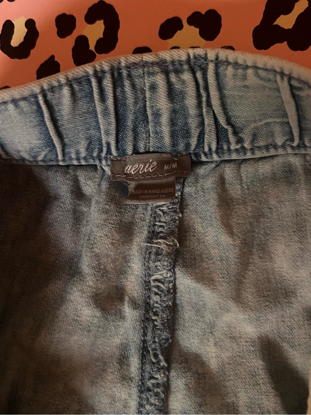 aerie Light Blue Denim-Look Drawstring Shorts - Picture 2 of 3